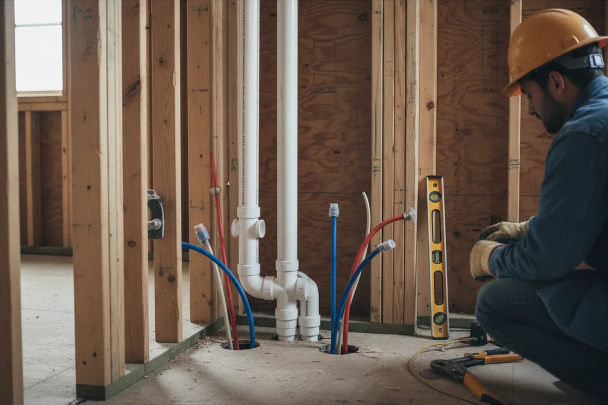 Drain and supply rough-in during Toilet Repair and Installation in Shanks