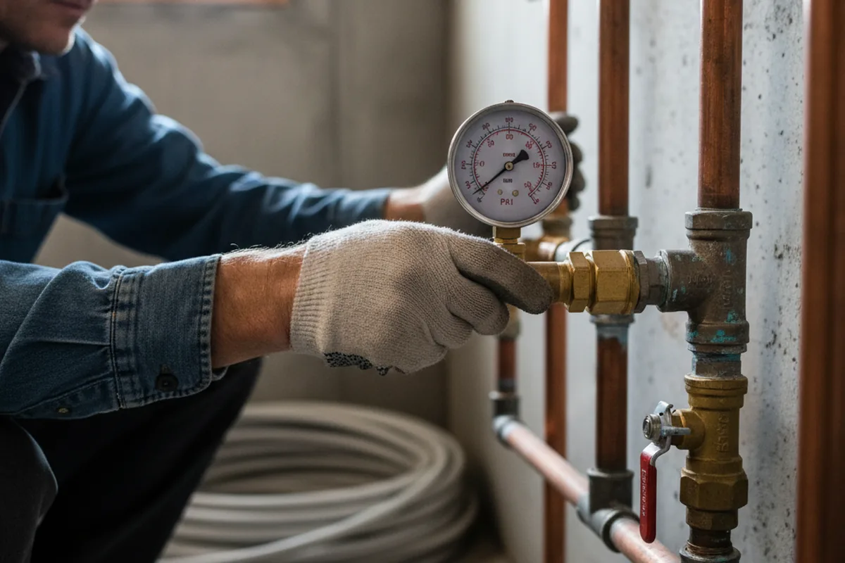 Pressure testing a repaired line during Water Line Repair in Shanks